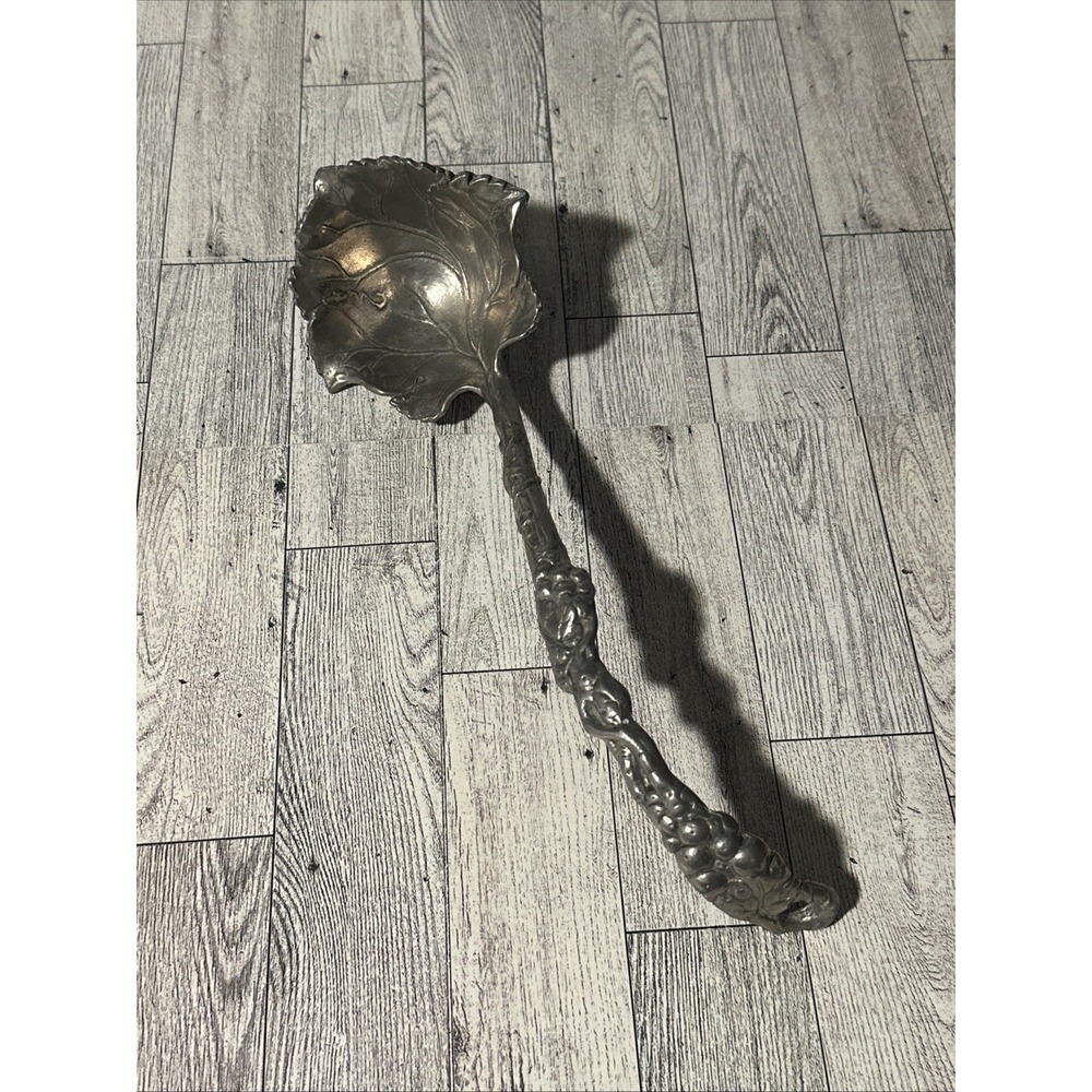Vintage 1997 Arthur Court Grape Vine Ornate Handle Ladle Aluminum 13" Soup Punch